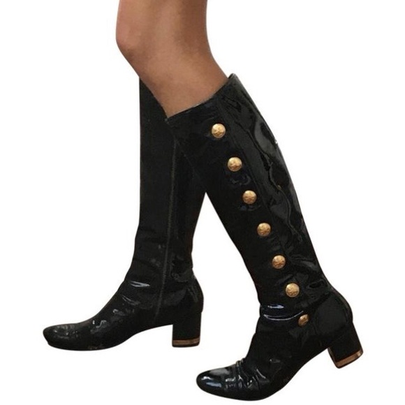 Tory Burch | Shoes | Tory Burch Madison Patent Tall Button Boot In Black |  Poshmark